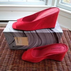 NWT Jeffrey Campbell Red Suede Wedges 10